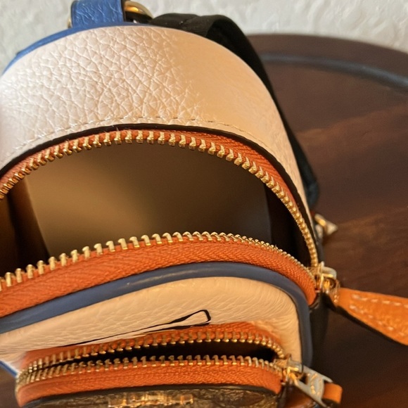 Coach: Mini Court Backpack Bag Charm/Keychain- Signature Canvas- Gold tone - Picture 8 of 16